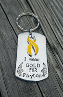 
              SALE Childhood Cancer Awareness - Custom Made for your Angel - Child Loss to Cancer Gift - I wear GOLD for (custom name)
            