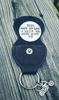 
              Motorcycle Rider Leather Keychain with Hand Stamped Coin - Ride Safe I Need You Here With Me - Biker Husband - Boyfriend Gift
            