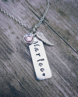 Rainbow baby Necklace - Memorial Necklace - Mother's Necklace - Mother's Jewelry - Birthstone necklace - Personalized - Hand Stamped