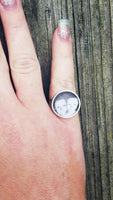 
              SALE* Sterling Silver Photo Ring - Custom Made - Any Photo! - Memorial Keepsake - Child Loss Gift - Hammered Ring
            