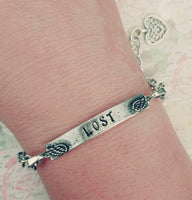 
              Say what you want custom hand stamped bracelet - Pewter Angel Wing Bracelet - Custom Jewelry - Lost Bracelet - Gifts for Her- Inspirational
            