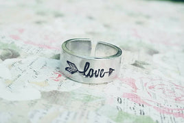 Love Arrow Toe Ring - Summer Jewelry - Summertime - Hypoallergenic - Non Tarnish - Adjustable - Hand Stamped - Custom made