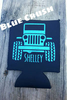 
              Personalized Jeep Can Cooler - Custom Jeep Cooler - Personalized Beer Cooler - Jeep Chick Gift - Jeep Hair Don't Care - Holographic Jeep
            