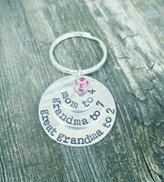 
              Mom Grandma Great Grandma Keychain - Custom Made - Birthstone Layered Key Chain - Mom Gift - Number of Grandkids
            