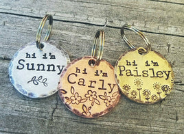 Pet ID Tag - Custom Made - Hand Stamped - Personalized - Dog ID - Dog Name Tag - Dog Tag - Hand Made Dog ID - Dog Jewelry - Hi I'm