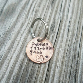 Penny Dog ID Tag - Hand Stamped Penny - Custom Made Pet ID - Pet Identification Tag - Dog Name Phone Number Tag - Pet Lost Tag