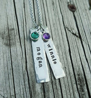 
              Personalized Hand stamped Mother's necklace - Children's names and birthstones - Stainless Steel Chain - Choose charm Quantity- Hand Stamped
            