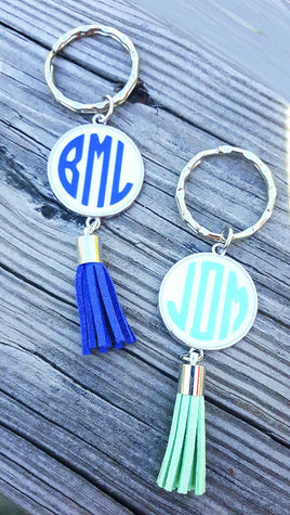 Monogram Tassel Keychain - Choose your color - Custom made - Teen Gift - New Car gift - Personalized Key Chain - Monogrammed Gifts