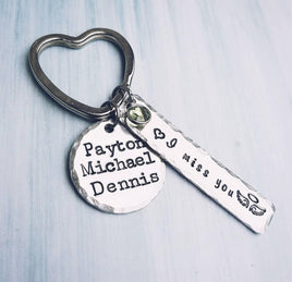 Personalized Memorial Keychain - Hand Stamped Key Chain - Until we meet again - Always in My Heart - I miss you - Sympathy Gift - Child Loss