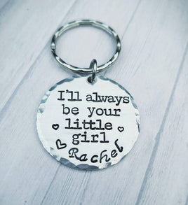 I'll always be your little girl keychain - Hand Stamped - Typewriter- Personalized - Father of the bride - Custom Keychain - Father's Day