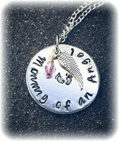 
              SALE Mommy of an angel* Hand stamped * Birthstone * Angel wing * Baby feet * Necklace or Bracelet
            