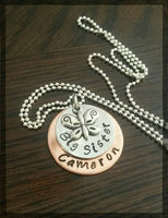 
              Big Sis Personalized Copper and Silver layered butterfly necklace
            