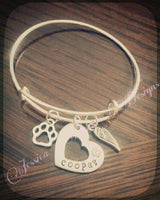 
              Silver tone Pet loss keepsake bracelet * Personalized with pet's name * Hand Stamped
            