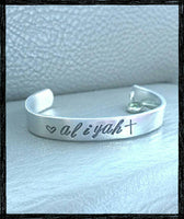 
              Baptism bangle keepsake  * Personalized Hand Stamped Baby/Toddler Bangle Bracelet Keepsake  * Birthstone
            