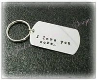 
              ONE hand Stamped Custom made dog tag keychain - Valentine's Gift - Birthday Gift - Guy Gift - 14 gauge Aluminum - Boyfriend - Husband
            