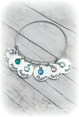 Mother's Bracelet *Grandmother's bracelet* Expandable Bangle* Mother's Day*Children's names and birthstones* Read entire Description please!