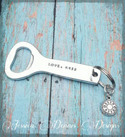 
              Personalized Custom Front & Back Bottle Opener Keychain * Beer Cap charm * Cheers Dad * Father's Day Gift * World's Best Dad * Hand Stamped
            