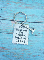 
              Dad Gift - Father's Day Keychain - Thank you Dad - Builder Dad - Hand Stamped
            