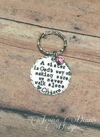 
              Sister Keychain - God's way - Awesome Sister - Big Sister - Little Sister - Brother - Siblings - Hand Stamped - Birthstone - Personalized
            