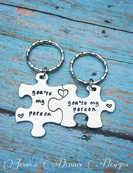 Set of 2 Aluminum You're my person puzzle piece Keychains * Best Friends * Couples Keychains