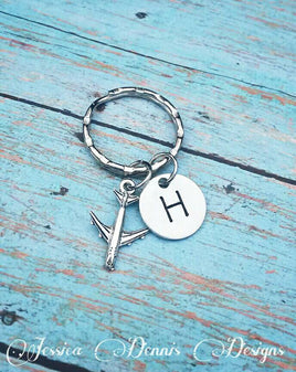Airplane keychain - Pilot Gift - Flight - Airlines worker Gift - Personalized - Hand Stamped - Initial Keychain - Co-pilot - Custom made