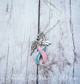 Pregnancy loss awareness Ribbon - Infant loss - Stillborn - Miscarriage memorial - Infertility - Memorial Necklace - Sterling silver plated