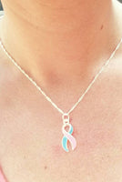 
              Pregnancy loss awareness Ribbon - Infant loss - Stillborn - Miscarriage memorial - Infertility - Memorial Necklace - Sterling silver
            