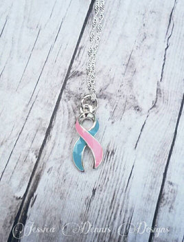 Pregnancy loss awareness Ribbon - Infant loss - Stillborn - Miscarriage memorial - Infertility - Memorial Necklace - Sterling silver