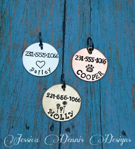 Pet ID Tag - Custom Made - Hand Stamped - Personalized - Dog ID - Dog Name Tag