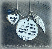 
              Memorial Necklace * I used to be her Angel, now she's mine - Personalize  - Mom -Birthstone - In Memory Of - Rest in Peace Mom
            