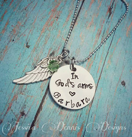 Memorial Keepsake Necklace* In God's Arms * Child Loss * RIP necklace * My Angel * Birthstone