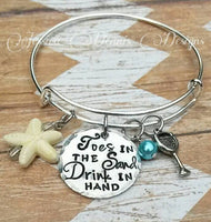 
              Toes in the Sand Drink in Hand Bracelet - Expandable style Bangle - Beach Bracelet - Star Fish - Teal bracelet - LIMITED QUANTITY!
            