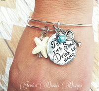 
              Toes in the Sand Drink in Hand Bracelet - Expandable style Bangle - Beach Bracelet - Star Fish - Teal bracelet - LIMITED QUANTITY!
            