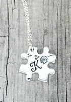 
              Set of 3 Puzzle Piece Necklaces - Personalized with initials of your choice! - Dandelion puzzle pieces - Monogram Puzzle - Best Friends
            
