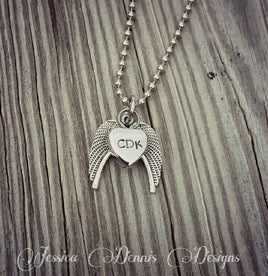 Cremation Necklace Dad - Angel Wings - Tiny Urn Necklace - Custom Made Urn necklace - Heart Necklace - Memorial Necklace - My Angel