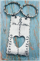 
              Rustic Mr. Mrs. Bride & Groom Keychain Set of 2 - Wedding gift - Bridal shower gift - Bride - Groom - Save the date - Anniversary Gift
            