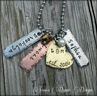 
              Mixed Metals Mother's Necklace - Children's names - Mom Gift - Personalized -Cluster Necklace
            