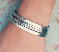 
              Set of 3 Stacking Bracelets - Hand Stamped - Personalized - Hypoallergenic - Non Tarnish - Texturized Bangle Bracelet - Mom Gift - Daughter
            