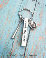 
              Bar Style Custom Made Keychain - Coach Gift - Hand Stamped - 4 sided Bar Keychain - Personalized - Anniversary Gift - Baseball Coach
            