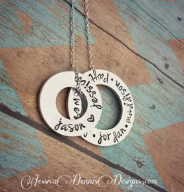 Personalized Mother's or Grandmother's Washer Necklace - Mom Gift - Children's names - Husband and Wife's names - Family Tree Necklace