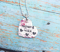 
              Nana's Girl - My Mimi's Girl - My Grandma loves me - My Nana loves me - Birthstone heart necklace - Granddaughter - God daughter gift
            