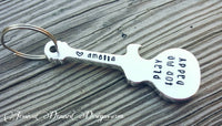
              Play for me Daddy Guitar Bottle opener Keychain - Personalized - Hand Stamped - Dad Gift - Daddy from daughter - Guy Gifts - Custom Made
            