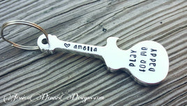 Play for me Daddy Guitar Bottle opener Keychain - Personalized - Hand Stamped - Dad Gift - Daddy from daughter - Guy Gifts - Custom Made