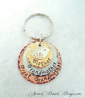 
              Mixed Metals 3 Disc Keychain - Mom - Grandma - Great-Grandma - Generation Keychain - Hand Stamped - Personalized - Rustic- Choose your Charm
            