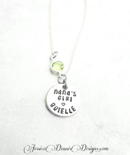 My Mimi/Nana Loves Me*Personalized with birthstones/words of your choice*Grand daughter gift - Dainty Little Girl's Necklace