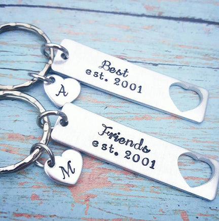 Set of 2 Best Friends Keychains * Personalized Best Friends Gift or da