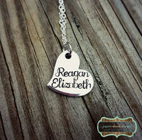 
              Personalized Name Heart Necklace - Dainty Necklace - Custom Made - Daughter - Heart Necklace - Tilted Heart Necklace - Mother's Necklace
            