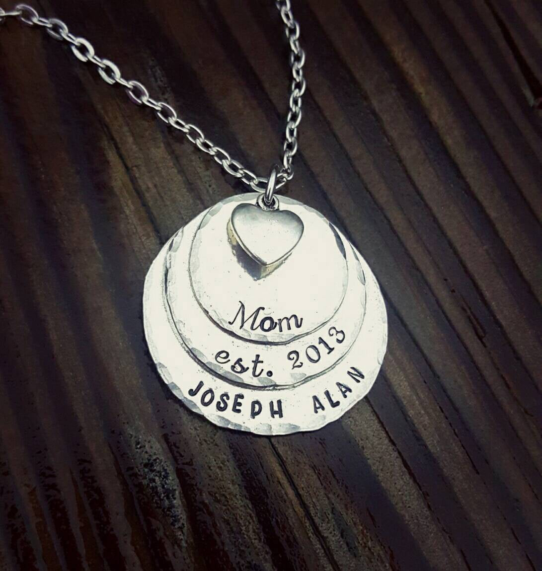 Layer Pewter Disc Necklace, Mother's Necklace, Mom Gift